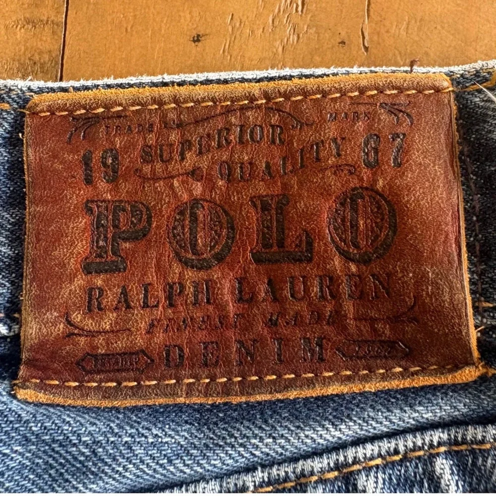 Vtg POLO Ralph Lauren Mens 36x32 Distressed Straight Leg Jeans Button Fly Grunge